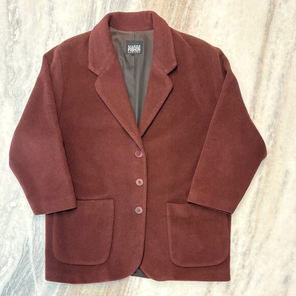 Vintage Eileen Fisher Wool Cashmere Fully Lined Oversized Blazer Coat Size Large - Picture 5 of 8